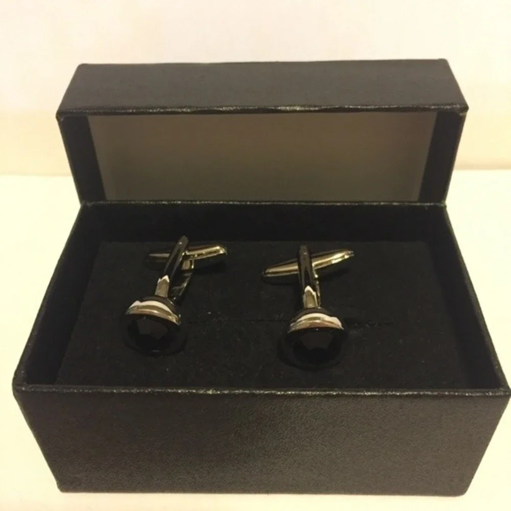 Cuff links, black CZ